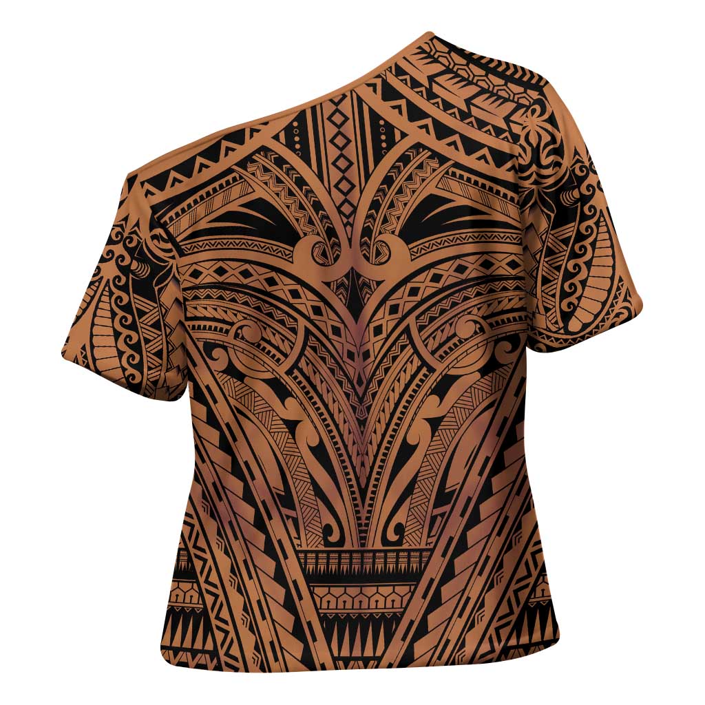 Polynesian Tattoo Inspired Cosplay Costume Cross Shoulder Shirt Tribal Warrior - Polynesian Pride
