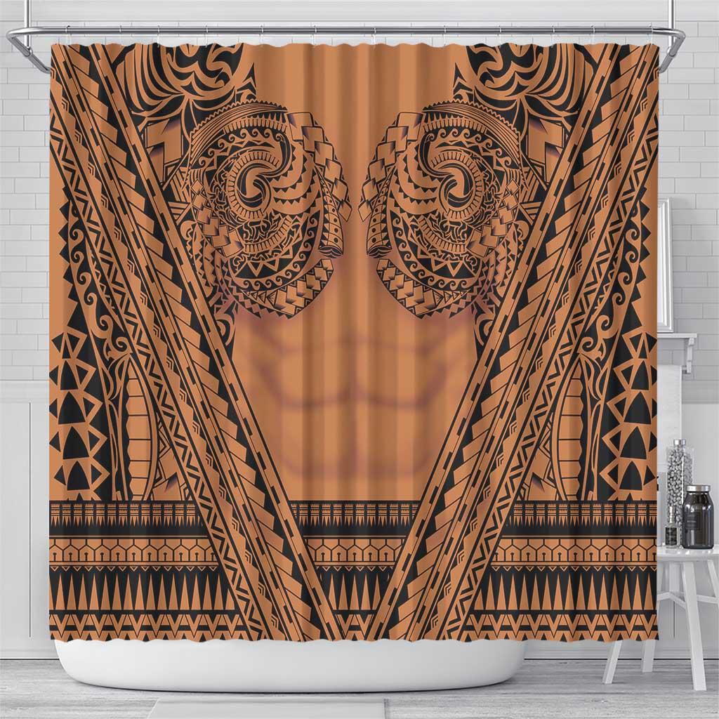Polynesian Tattoo Inspired Cosplay Costume Shower Curtain Tribal Warrior LT05 - Polynesian Pride