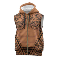 Polynesian Tattoo Inspired Cosplay Costume Sleeveless Zip Hoodie Tribal Warrior - Polynesian Pride