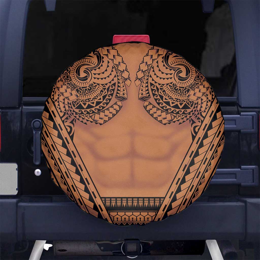 Polynesian Tattoo Inspired Cosplay Costume Spare Tire Cover Tribal Warrior LT05 No hole Brown - Polynesian Pride