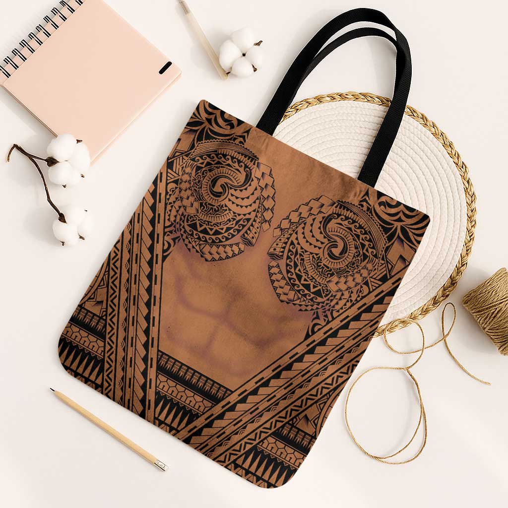 Polynesian Tattoo Inspired Cosplay Costume Tote Bag Tribal Warrior LT05 Black Strap One Size Brown - Polynesian Pride