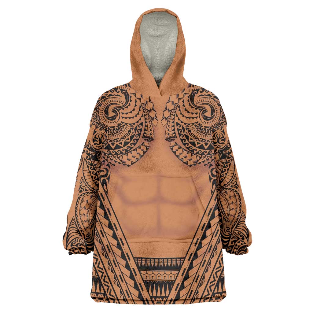 Polynesian Tattoo Inspired Cosplay Costume Wearable Blanket Hoodie Tribal Warrior LT05 One Size Brown - Polynesian Pride