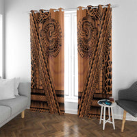 Polynesian Tattoo Inspired Cosplay Costume Window Curtain Tribal Warrior LT05 With Grommets Brown - Polynesian Pride