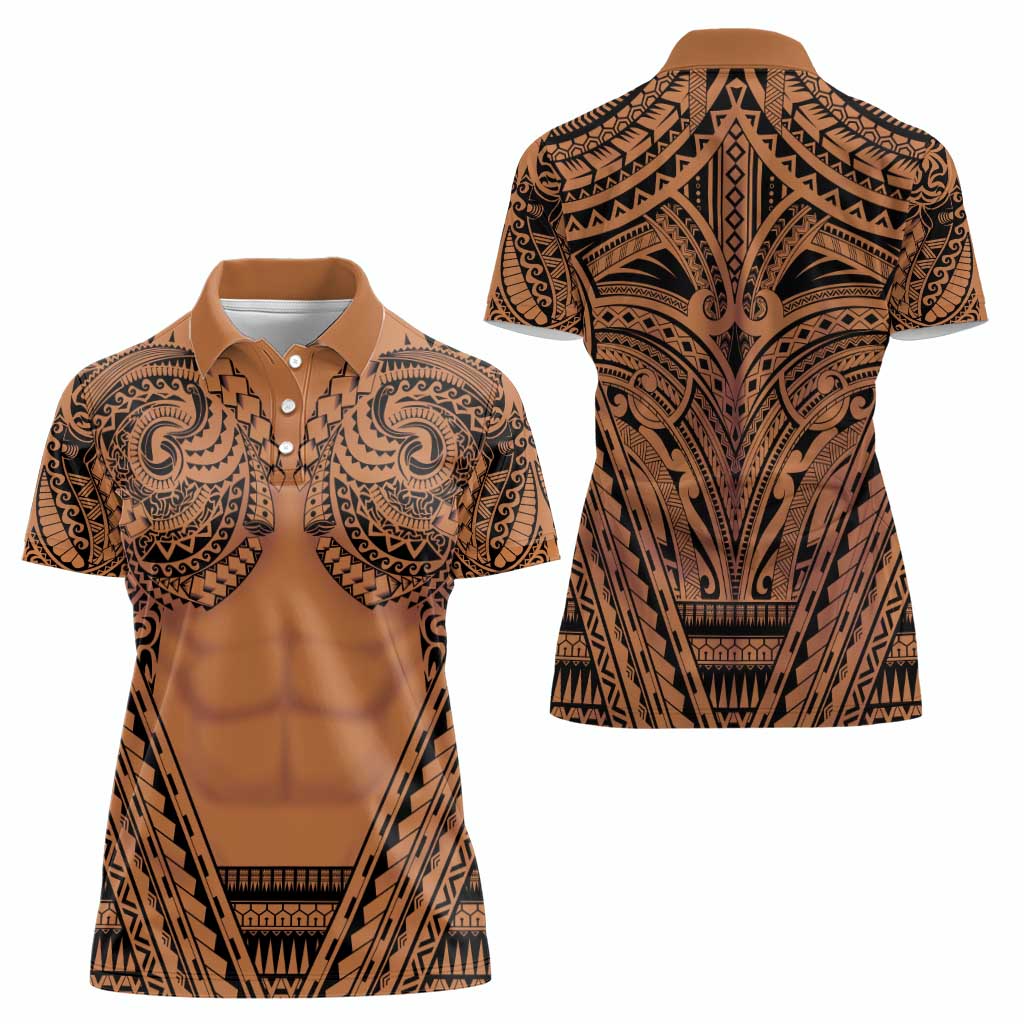 Polynesian Tattoo Inspired Cosplay Costume Women Polo Shirt Tribal Warrior - Polynesian Pride