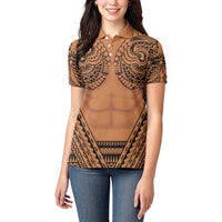Polynesian Tattoo Inspired Cosplay Costume Women Polo Shirt Tribal Warrior - Polynesian Pride