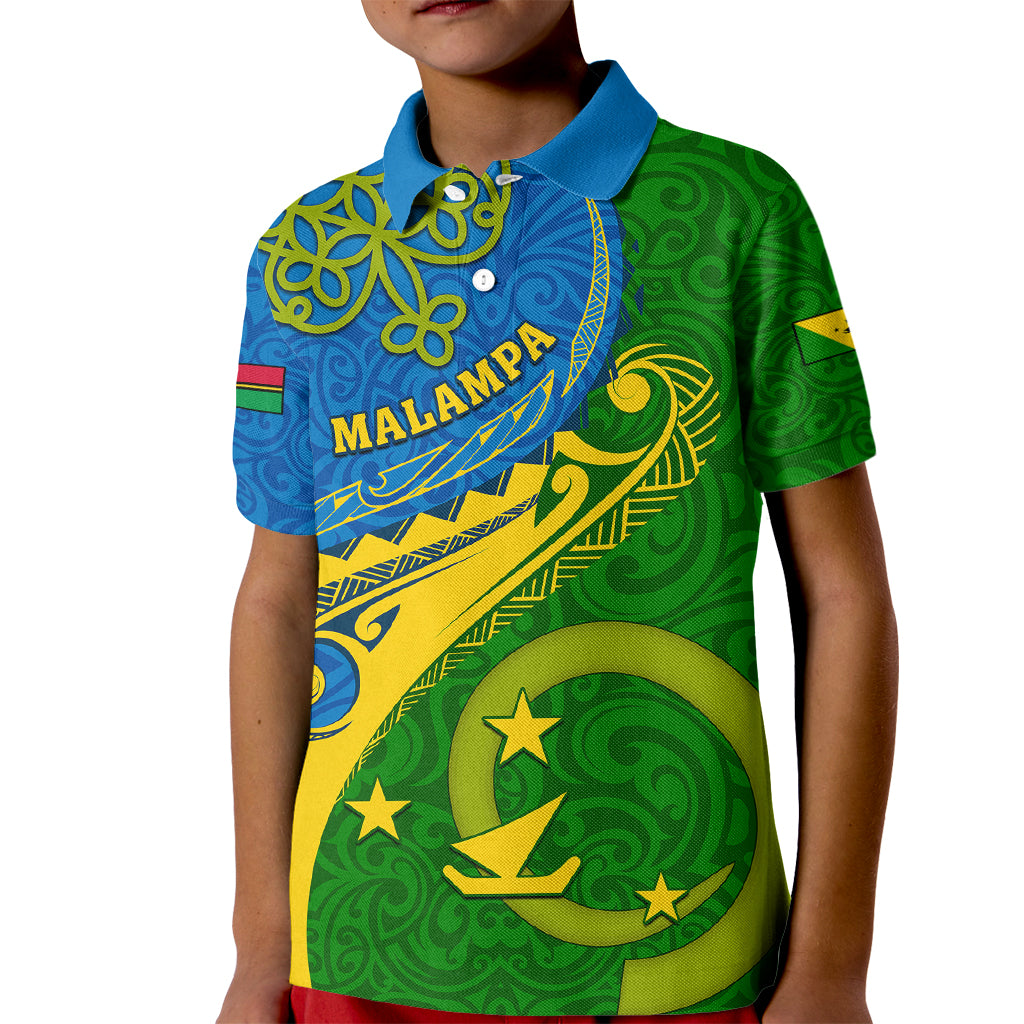 Malampa Day Kid Polo Shirt Sand Drawing Vanuatuan Pattern LT05 Kid Green - Polynesian Pride