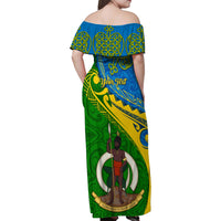 Personalized Malampa Day Family Matching Off Shoulder Maxi Dress and Hawaiian Shirt Sand Drawing Vanuatuan Pattern LT05 - Polynesian Pride