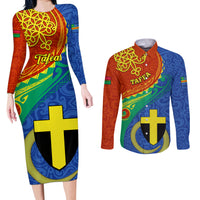 personalized-tafea-day-couples-matching-long-sleeve-bodycon-dress-and-long-sleeve-button-shirts-sand-drawing-vanuatuan-pattern