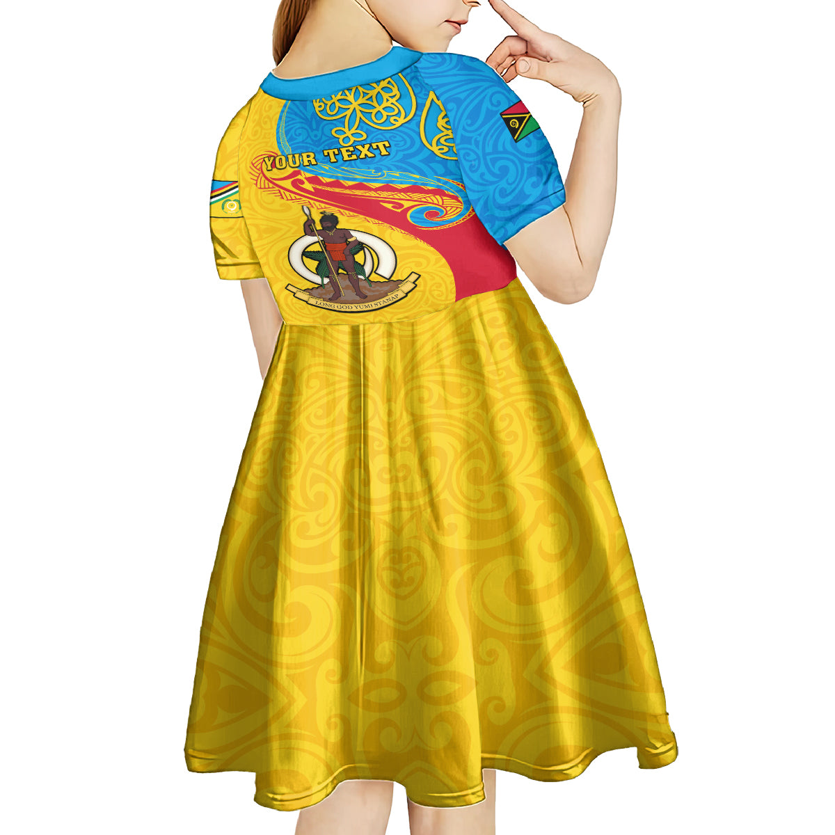 personalized-torba-day-kid-short-sleeve-dress-sand-drawing-vanuatuan-pattern