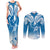FSM Yap Constitution Day Couples Matching Tank Maxi Dress and Long Sleeve Button Shirt Polynesian Batoids LT05 Blue - Polynesian Pride