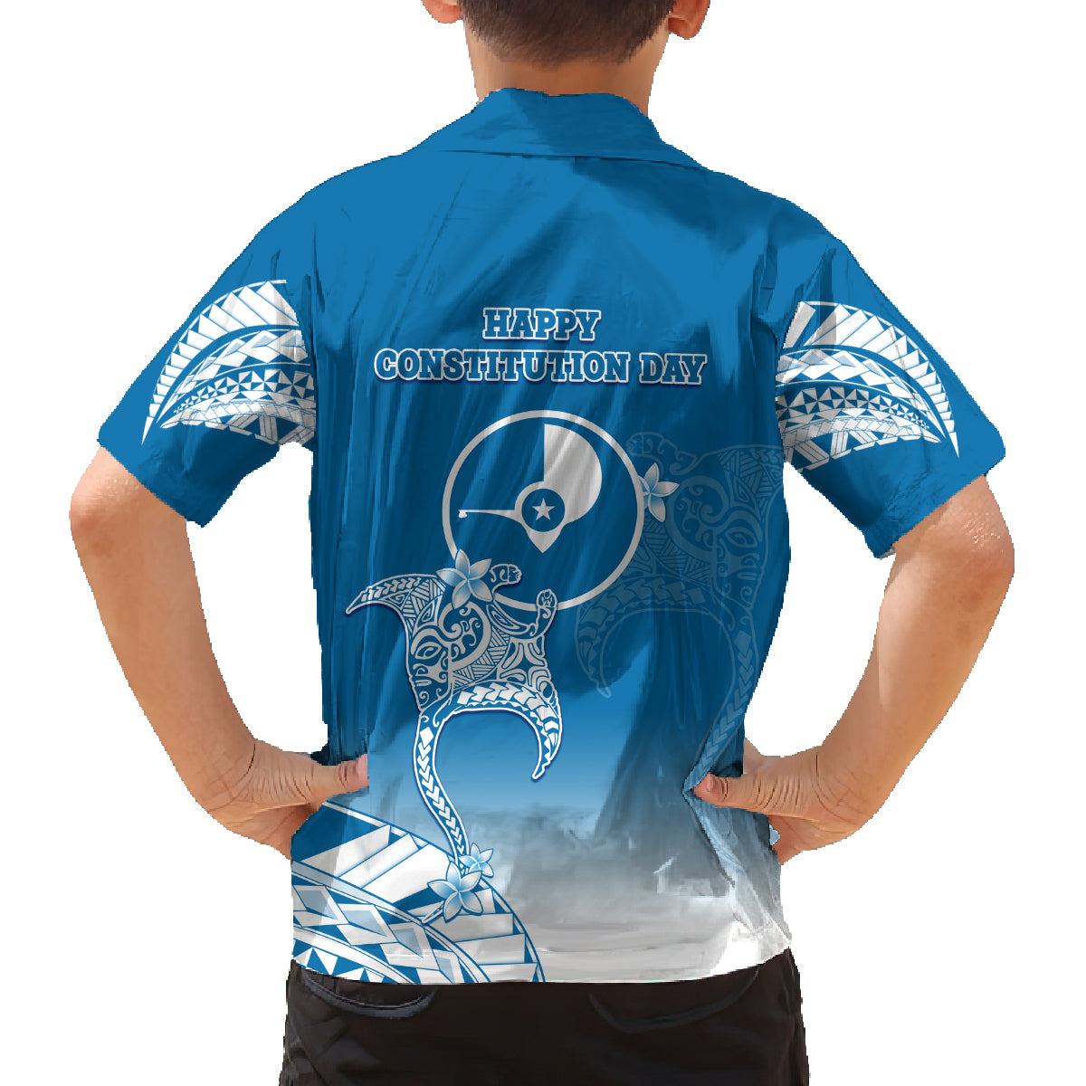 FSM Yap Constitution Day Family Matching Summer Maxi Dress and Hawaiian Shirt Polynesian Batoids LT05 - Polynesian Pride