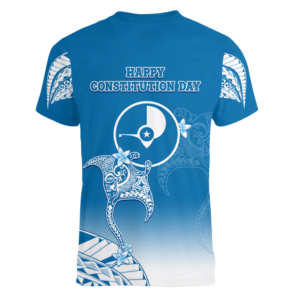 FSM Yap Constitution Day Women V Neck T Shirt Polynesian Batoids LT05 - Polynesian Pride