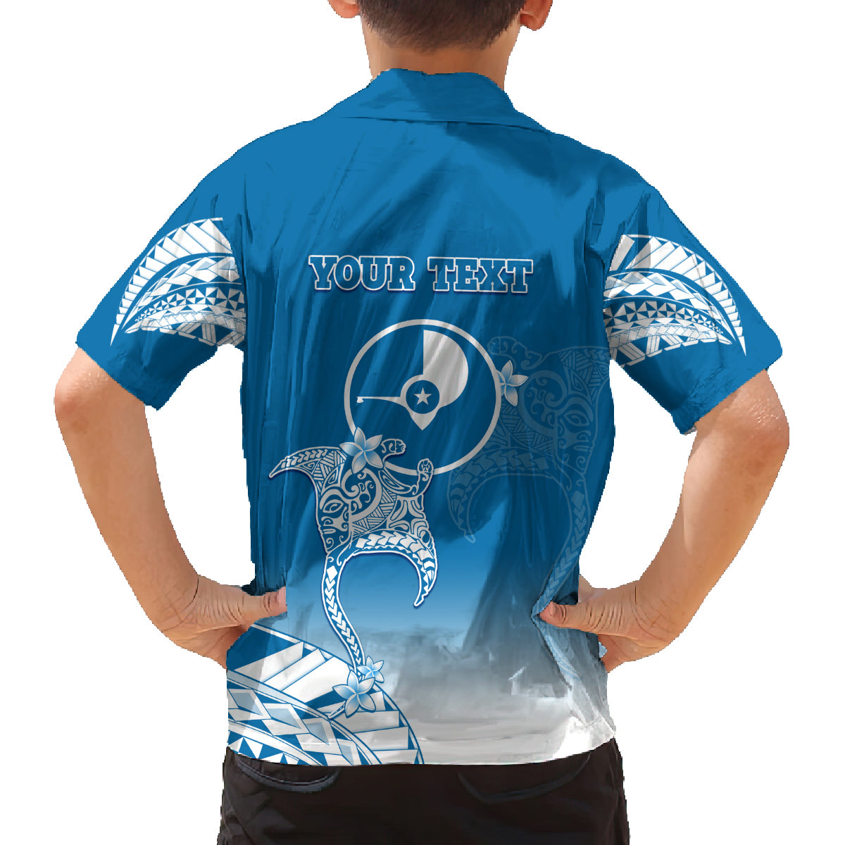 Personalised FSM Yap Constitution Day Family Matching Long Sleeve Bodycon Dress and Hawaiian Shirt Polynesian Batoids LT05 - Polynesian Pride