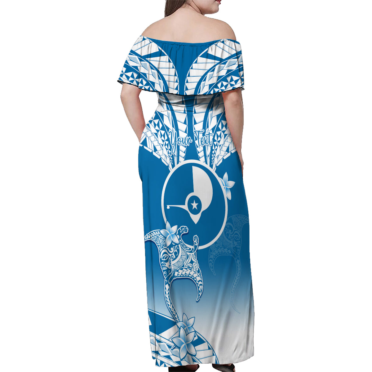 Personalised FSM Yap Constitution Day Family Matching Off Shoulder Maxi Dress and Hawaiian Shirt Polynesian Batoids LT05 - Polynesian Pride