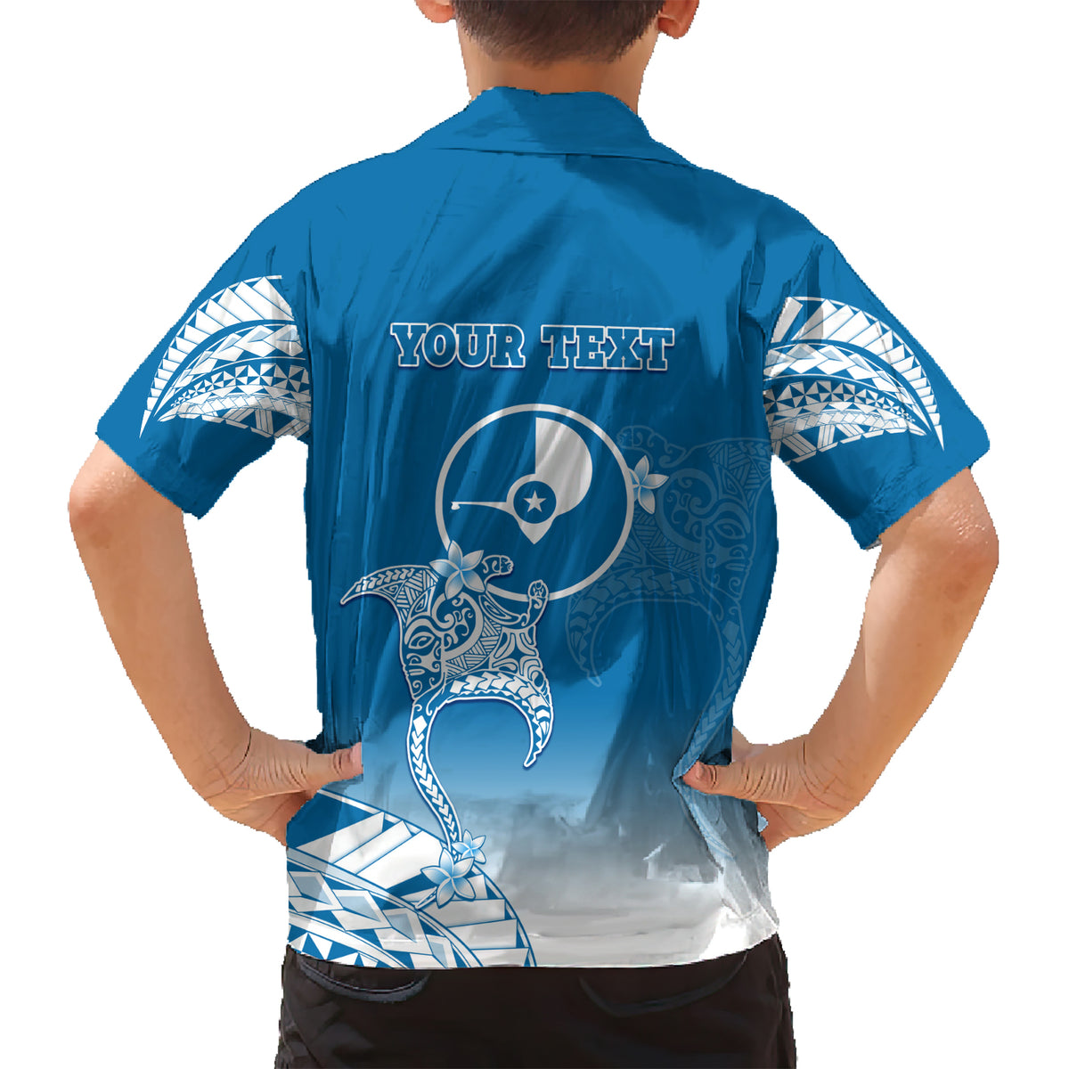 Personalised FSM Yap Constitution Day Kid Hawaiian Shirt Polynesian Batoids LT05 - Polynesian Pride