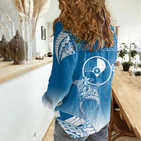 Personalised FSM Yap Constitution Day Women Casual Shirt Polynesian Batoids LT05 - Polynesian Pride