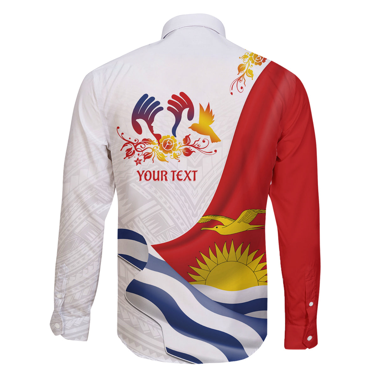 Personalised Kiribati Human Rights Day Family Matching Off Shoulder Long Sleeve Dress and Hawaiian Shirt Polynesian Style LT05 - Polynesian Pride