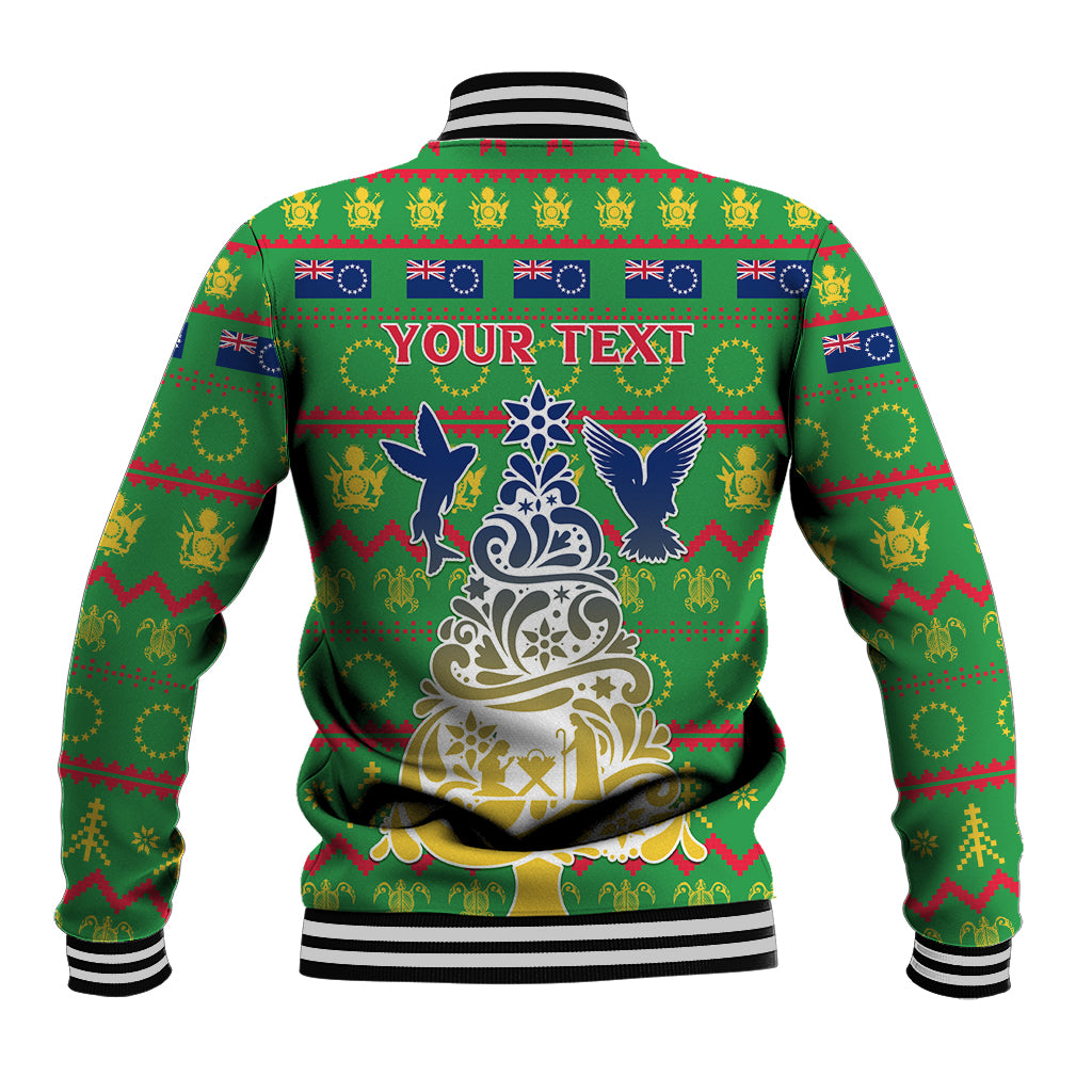 Personalised Cook Islands Christmas Baseball Jacket Santa Coat Of Arms Meri Kiritimiti LT05 - Polynesian Pride