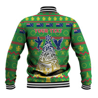 Personalised Cook Islands Christmas Baseball Jacket Santa Coat Of Arms Meri Kiritimiti LT05 - Polynesian Pride