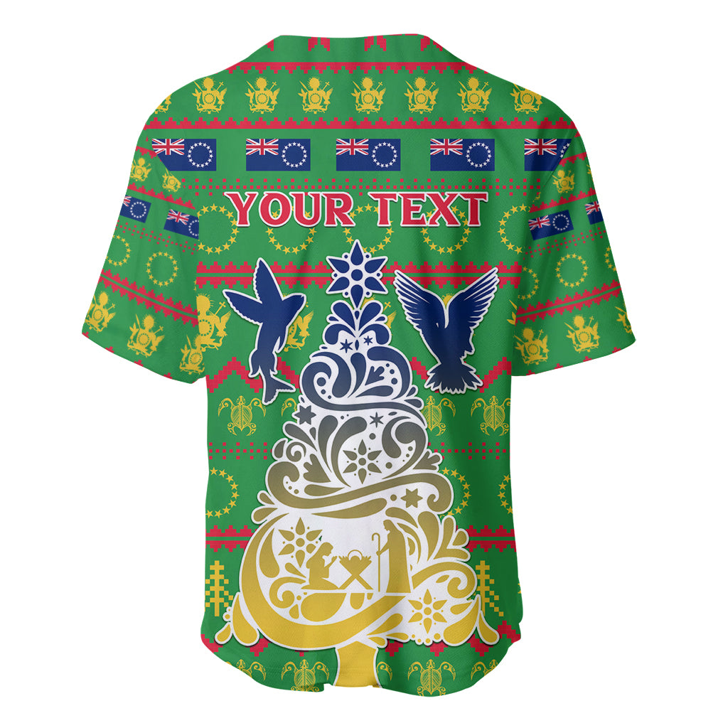 Personalised Cook Islands Christmas Baseball Jersey Santa Coat Of Arms Meri Kiritimiti LT05 - Polynesian Pride