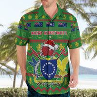 Personalised Cook Islands Christmas Hawaiian Shirt Santa Coat Of Arms Meri Kiritimiti LT05 - Polynesian Pride