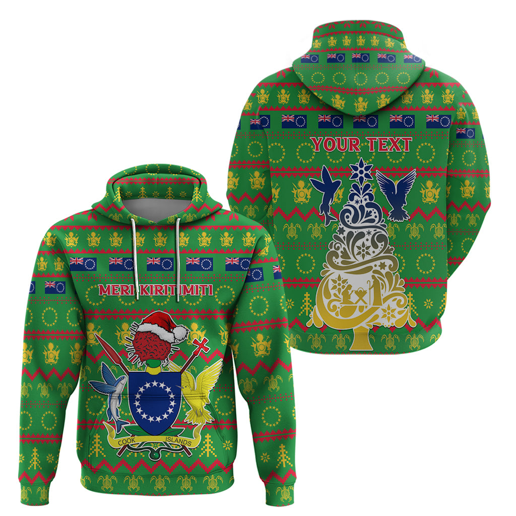 Personalised Cook Islands Christmas Hoodie Santa Coat Of Arms Meri Kiritimiti LT05 - Polynesian Pride