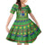 Personalised Cook Islands Christmas Kid Short Sleeve Dress Santa Coat Of Arms Meri Kiritimiti LT05 KID Green - Polynesian Pride