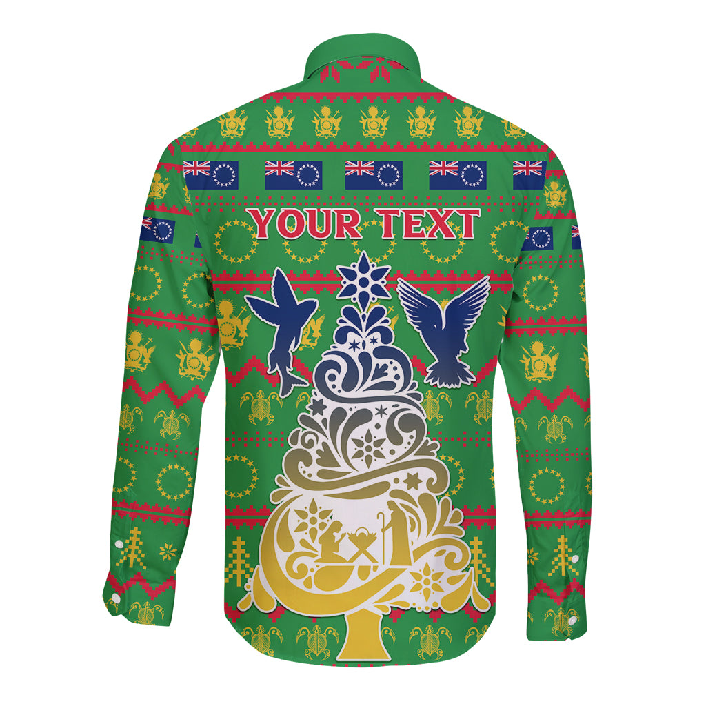 Personalised Cook Islands Christmas Long Sleeve Button Shirt Santa Coat Of Arms Meri Kiritimiti LT05 - Polynesian Pride
