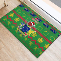 Cook Islands Christmas Rubber Doormat Santa Coat Of Arms Meri Kiritimiti LT05 - Polynesian Pride