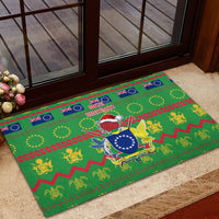 Cook Islands Christmas Rubber Doormat Santa Coat Of Arms Meri Kiritimiti LT05 - Polynesian Pride