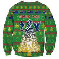 Personalised Cook Islands Christmas Sweatshirt Santa Coat Of Arms Meri Kiritimiti LT05 - Polynesian Pride