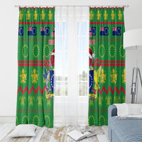 Cook Islands Christmas Window Curtain Santa Coat Of Arms Meri Kiritimiti LT05 - Polynesian Pride