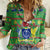 Personalised Cook Islands Christmas Women Casual Shirt Santa Coat Of Arms Meri Kiritimiti LT05 Female Green - Polynesian Pride