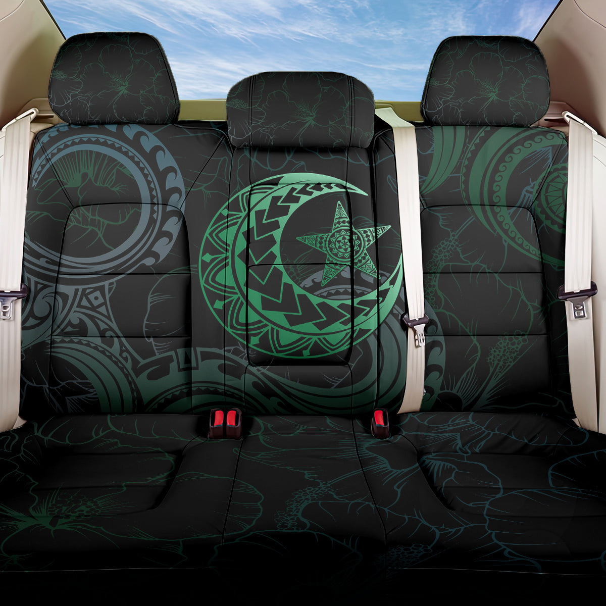 Polynesia Back Car Seat Cover With Islam Crescent And Star