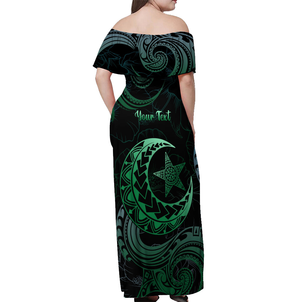 Personalised Polynesia Off Shoulder Maxi Dress With Islam Crescent And Star LT05 - Polynesian Pride