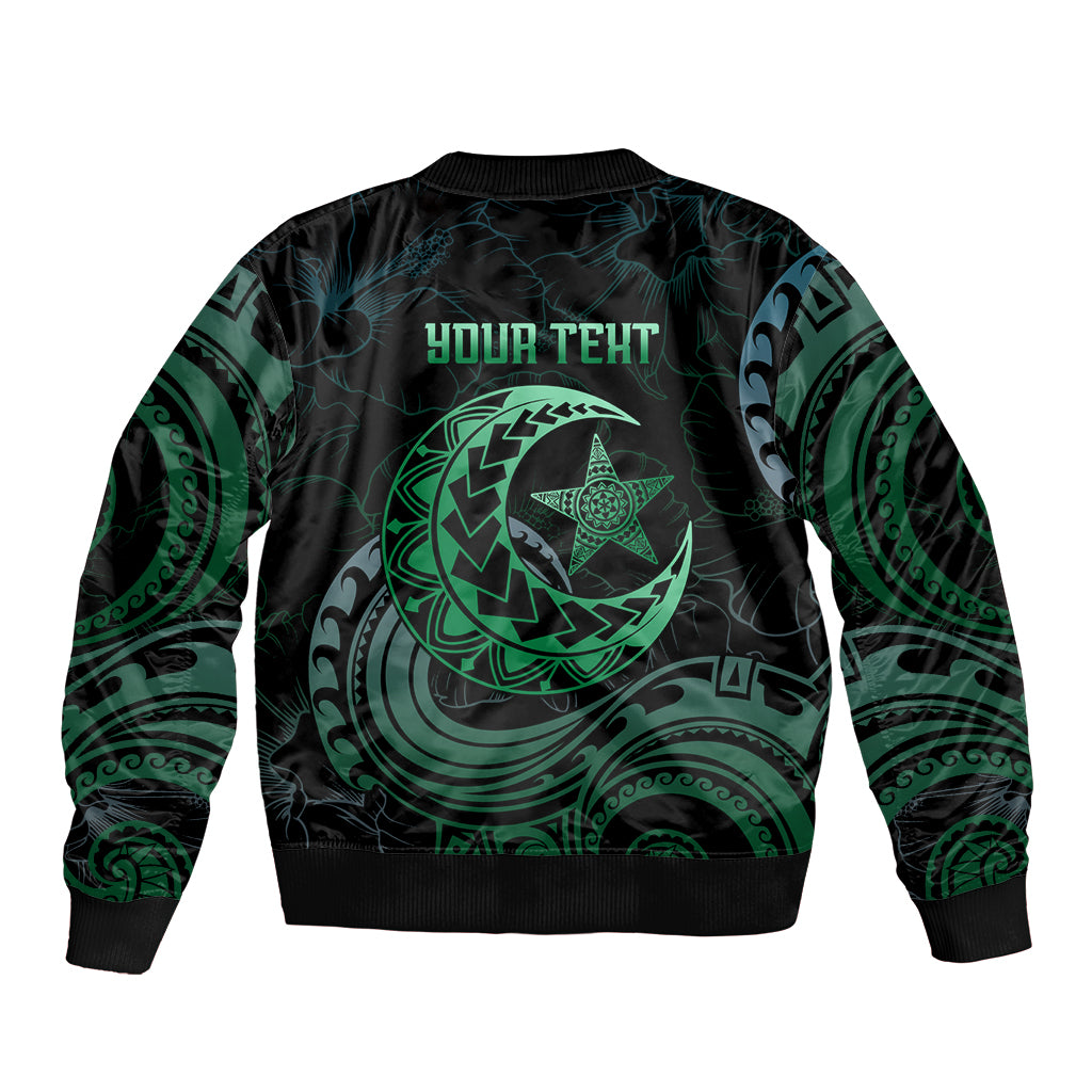 Personalised Polynesia Sleeve Zip Bomber Jacket With Islam Crescent And Star LT05 - Polynesian Pride