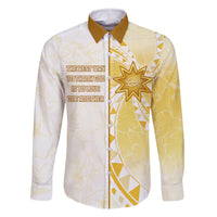 Personalised Polynesia Family Matching Off Shoulder Long Sleeve Dress and Hawaiian Shirt Bahai Faith Symbol LT05 Dad's Shirt - Long Sleeve Yellow - Polynesian Pride