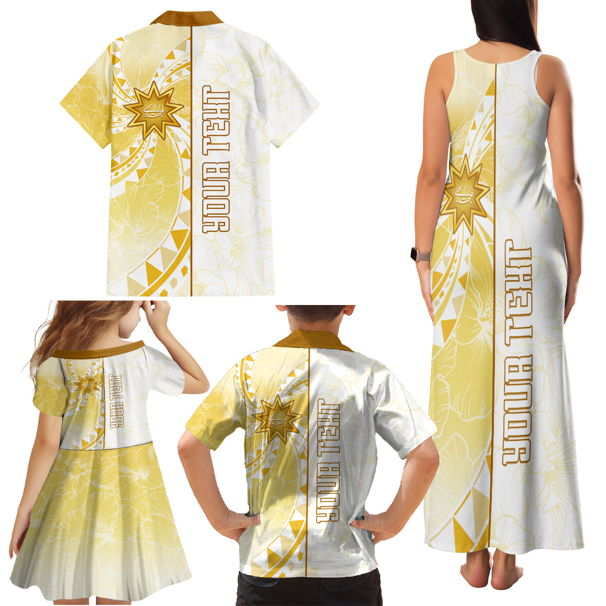 Personalised Polynesia Family Matching Tank Maxi Dress and Hawaiian Shirt Bahai Faith Symbol LT05 - Polynesian Pride
