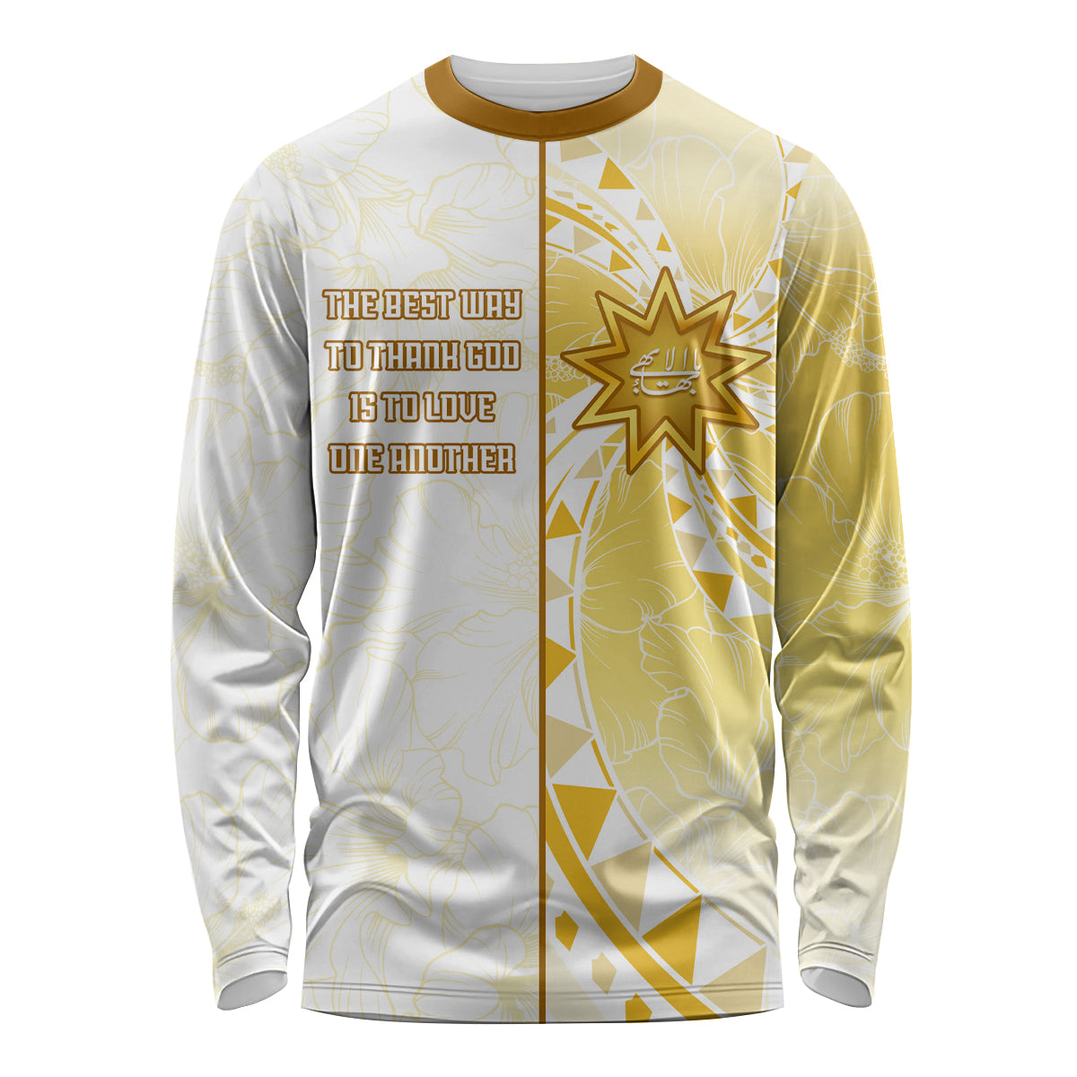 Personalised Polynesia Long Sleeve Shirt Bahai Faith Symbol LT05 Unisex Yellow - Polynesian Pride