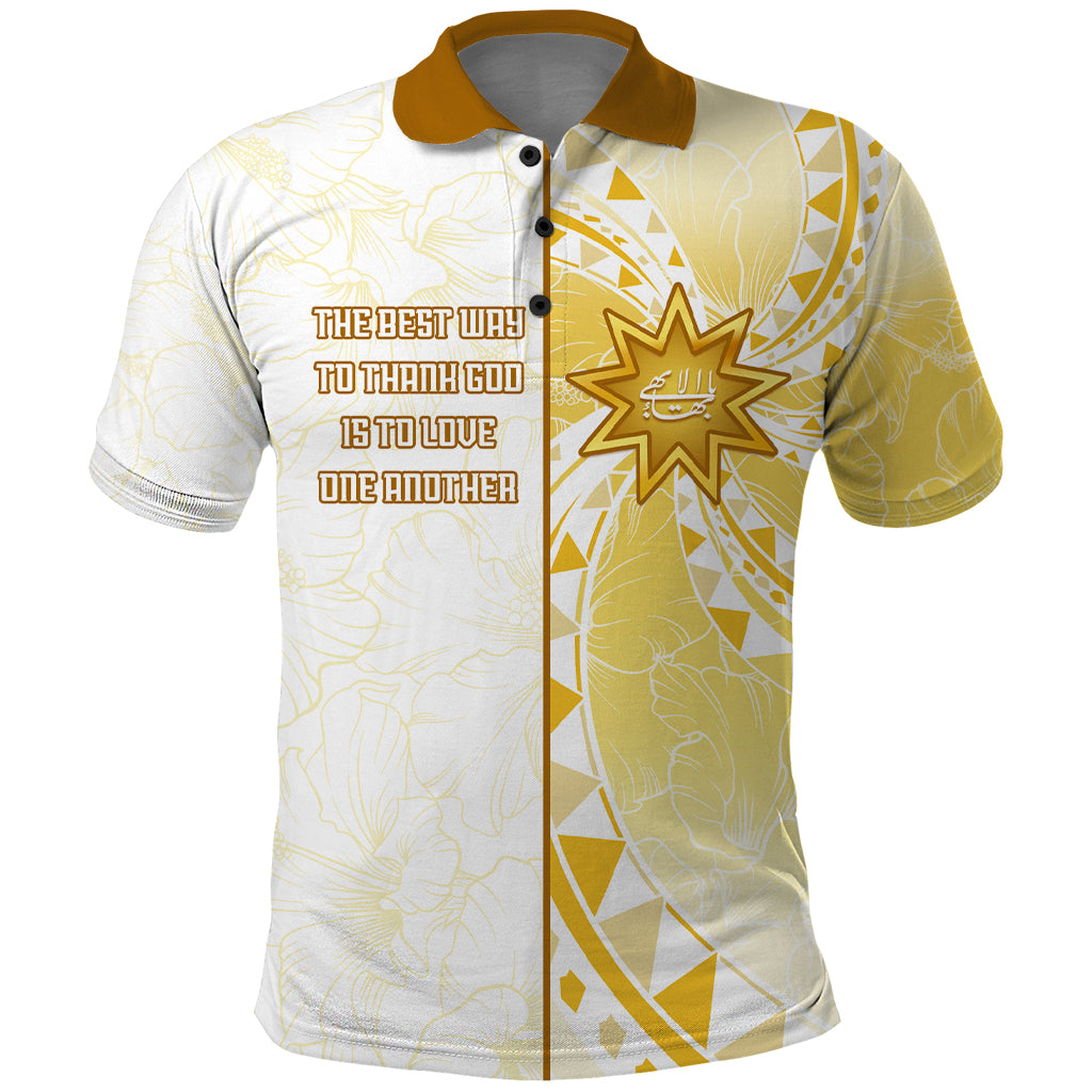 Personalised Polynesia Polo Shirt Bahai Faith Symbol LT05 Yellow - Polynesian Pride