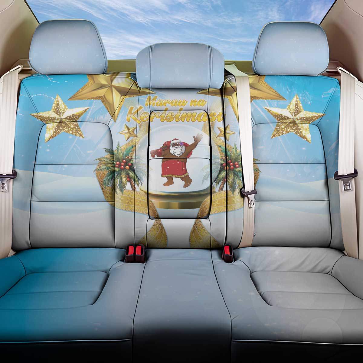 Fiji Christmas Back Car Seat Cover Snow Globe With Fijian Santa LT05