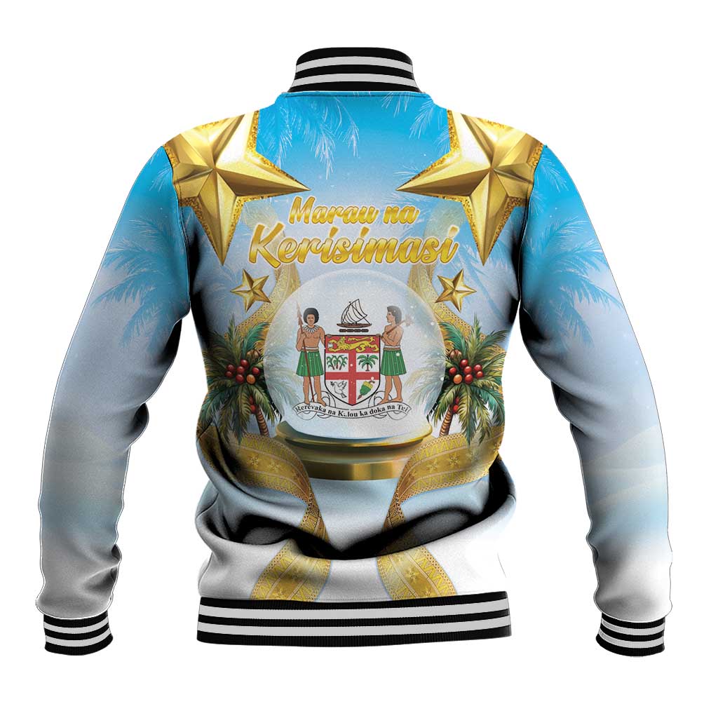 Fiji Christmas Baseball Jacket Snow Globe With Fijian Santa LT05