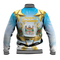 Fiji Christmas Baseball Jacket Snow Globe With Fijian Santa LT05