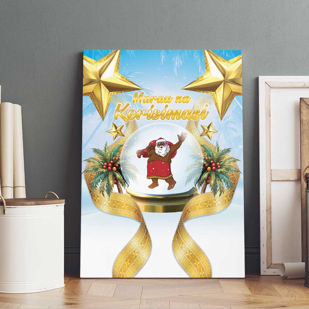 Fiji Christmas Canvas Wall Art Snow Globe With Fijian Santa LT05