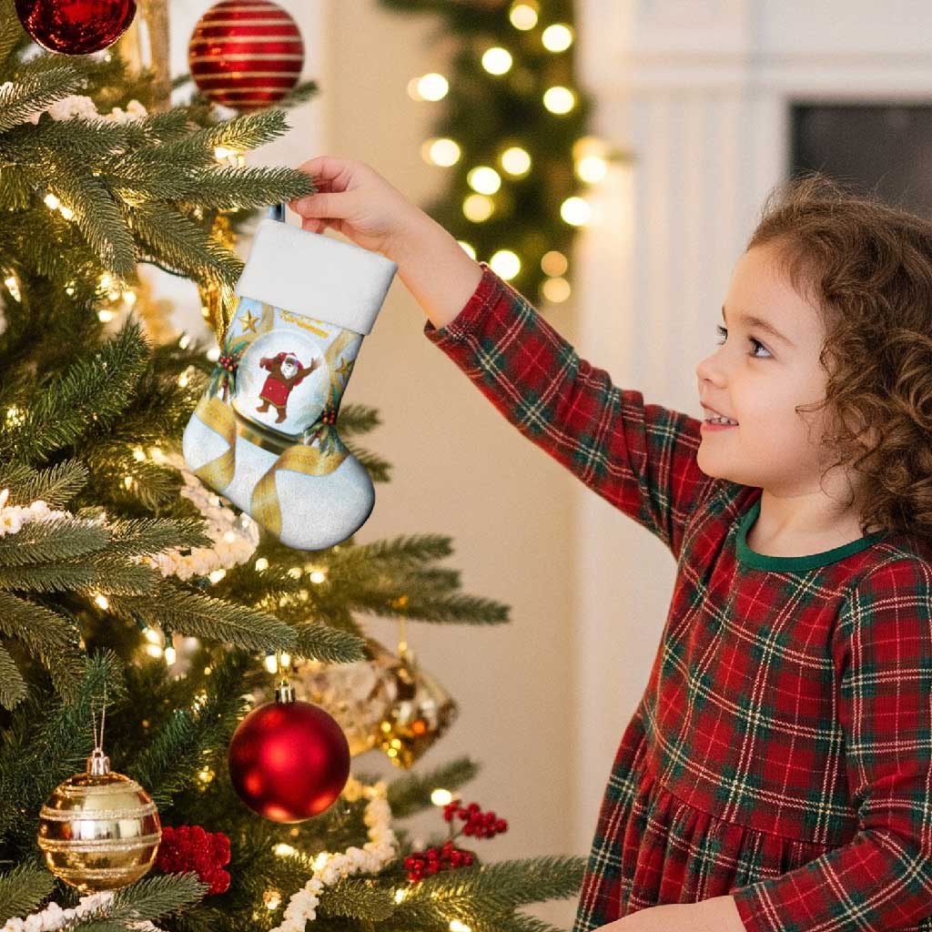 Fiji Christmas Stocking Snow Globe With Fijian Santa - Polynesian Pride