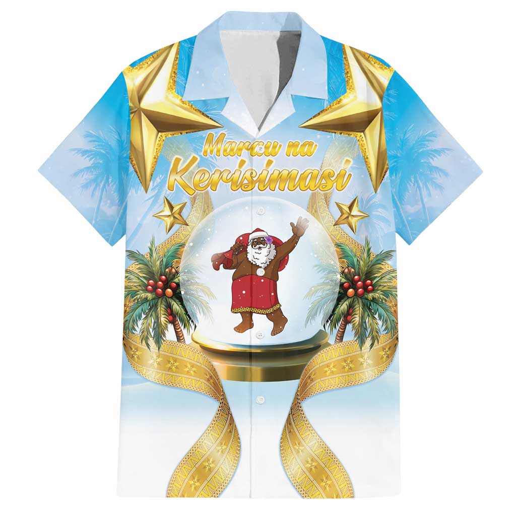 Fiji Christmas Family Matching Off Shoulder Short Dress and Hawaiian Shirt Snow Globe With Fijian Santa LT05