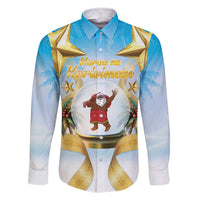 Fiji Christmas Family Matching Short Sleeve Bodycon Dress and Hawaiian Shirt Snow Globe With Fijian Santa LT05