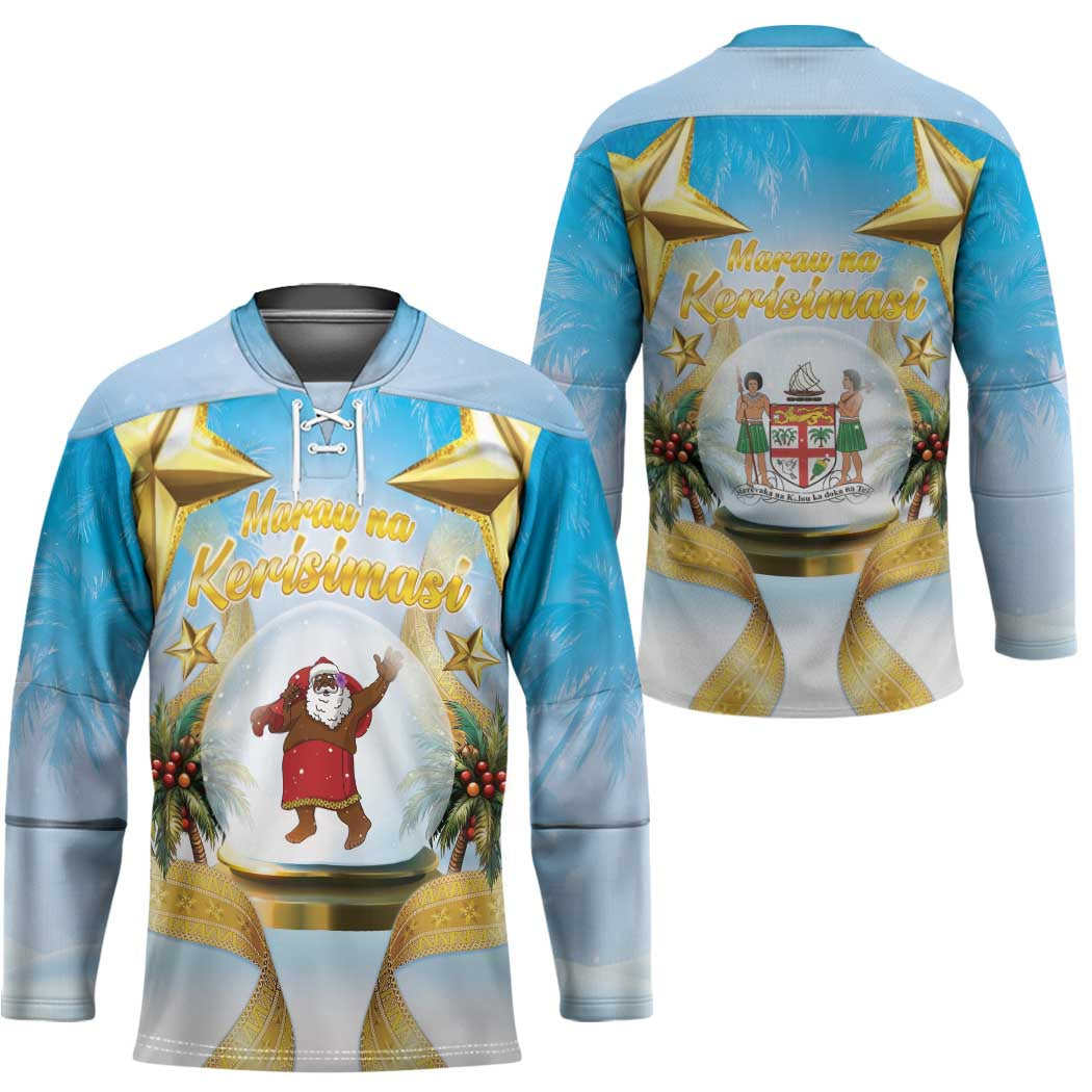 Fiji Christmas Hockey Jersey Snow Globe With Fijian Santa LT05