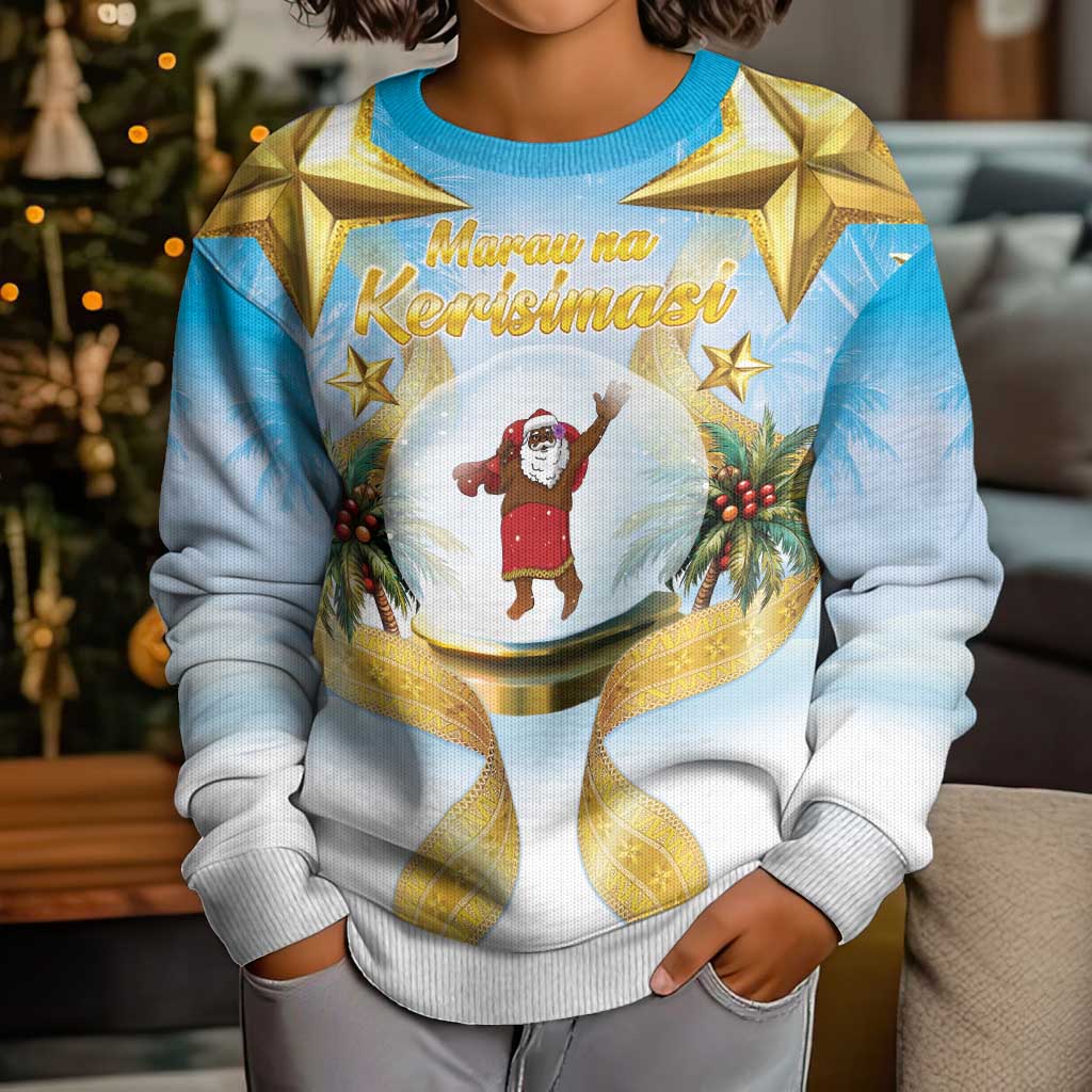Fiji Christmas Kid Ugly Christmas Sweater Snow Globe With Fijian Santa - Polynesian Pride