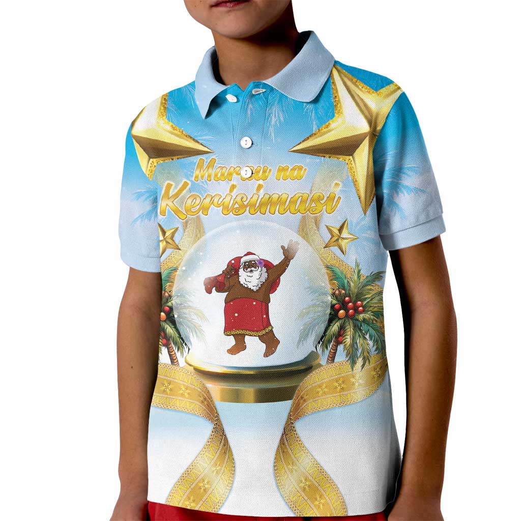 Fiji Christmas Kid Polo Shirt Snow Globe With Fijian Santa LT05